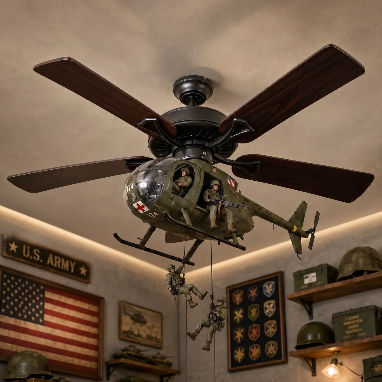 Helicopter Ceiling Fan Attachment | Aviation Fan Decor